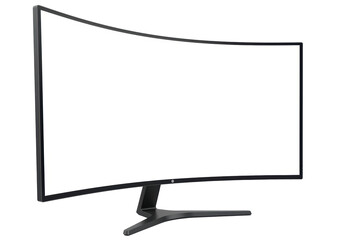 Isolated curved monitor, modern electronic computer display with a screen for gaming or work