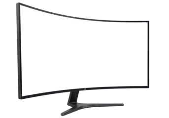 Isolated curved monitor, modern electronic computer display with a screen for gaming or work