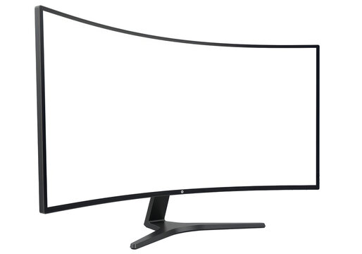 Isolated curved monitor, modern electronic computer display with a screen for gaming or work