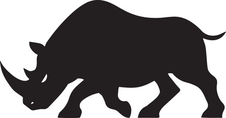 Charging Rhino Silhouette Vector