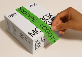 Box With Tape Branding Mockup