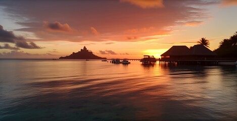Fototapeta premium Sonnenuntergang auf Bora Bora 