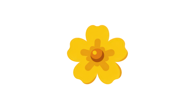 Yellow Simple Flower Illustration with Transparent Background