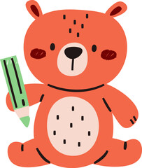 Crayon Bear Holding Pencil