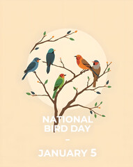 National Bird Day January 5 Stylized Illustration