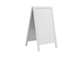 Isolated white A-frame sign or sandwich board for sidewalk advertising and promotion