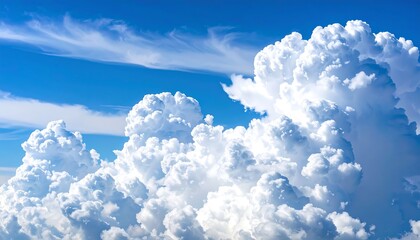 A vast expanse of cumulus clouds against a vibrant, cerulean sky.
