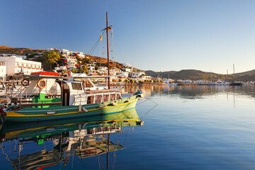 The port of Skala in Patmos, Greece