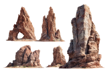 Four isolated desert rock formations