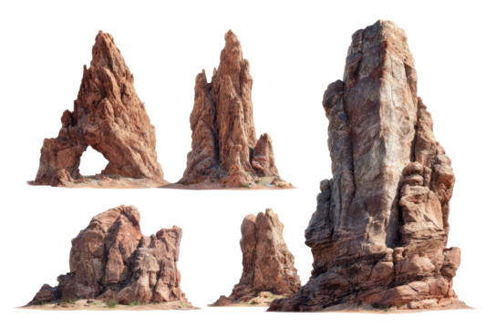Four isolated desert rock formations - Powered by Adobe