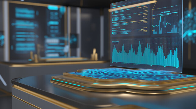 Modern digital auction platform interface displaying tokenized real estate assets blockchain transaction flows visualized as glowing data streams virtual reality headset showing