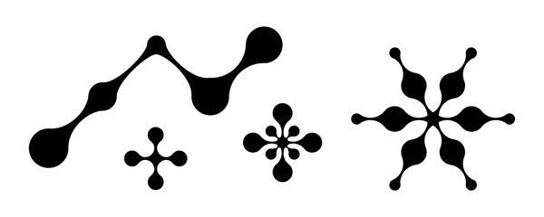 Round metaball abstract symbols, circle connection design elements