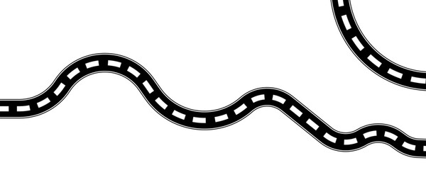 Curve road icon, highway winding line. Curve roadway illustration top view, road way