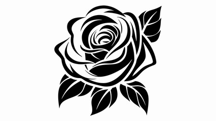 Elegant black rose with leaves, a timeless symbol of beauty and passion for artistic designs.
