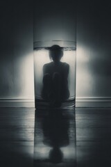 Obraz premium Person Made of Glass Filled with Darkness Representing Depression