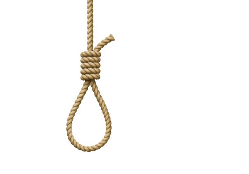 Isolated noose hanging down representing death and despair, symbol of violence and oppression
