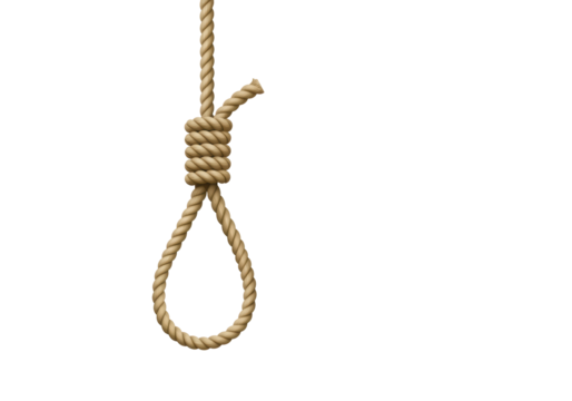 Isolated noose hanging down representing death and despair, symbol of violence and oppression