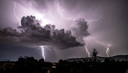 Dramatic storm clouds with lightning