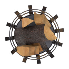 3D rendering illustration of a fire pit basket with wood logs