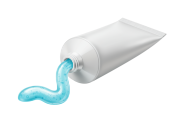 Isolated blue toothpaste from a squeezed tube, dental hygiene product freshness oral care