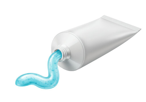 Isolated blue toothpaste from a squeezed tube, dental hygiene product freshness oral care