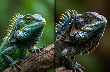 Fototapeta premium Portrait of a reptile, set