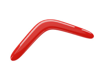 Isolated boomerang for outdoors tossing fun, red object, sporting equipment, play tool