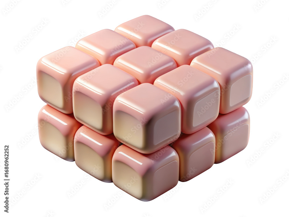Aufkleber abstract composition of pink and beige cubes smooth rounded edges arranged in geometric patterns 3d 