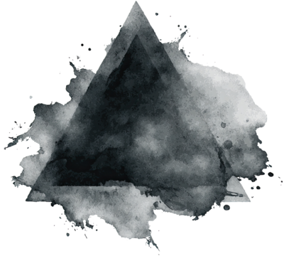 Dark gray triangle, surrounded by a smoky, gray watercolor splatter - Powered by Adobe