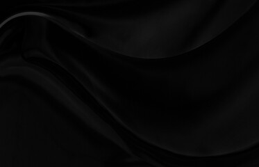 Obraz premium Black gray satin dark fabric texture luxurious shiny that is abstract silk cloth background with patterns soft waves blur beautiful.