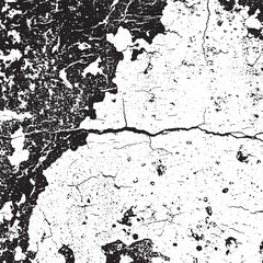 Obraz premium Monochrome grunge texture of a cracked and peeling concrete wall showing heavy distress and decay for backgrounds vector illustration