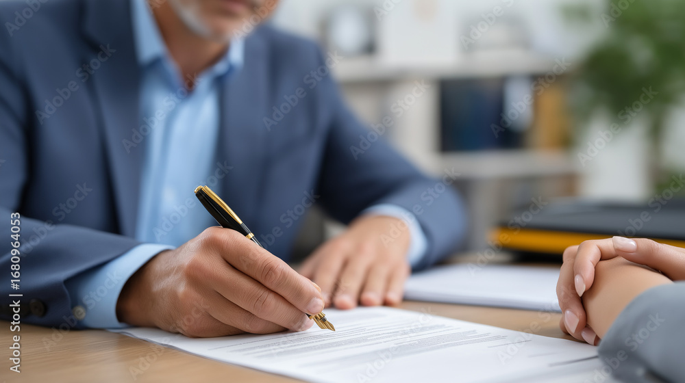 Poster notary public office during property transaction closing official seal and stamp prominently display
