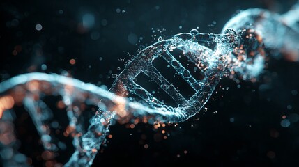 DNA Spiral Reimagined with Radiant Water and Light Effects