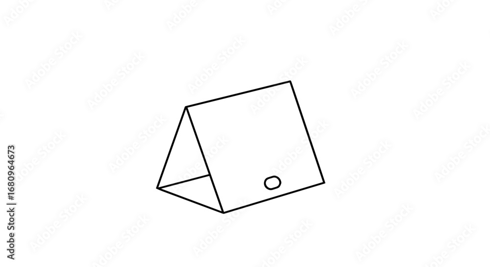 Poster simple triangular tent shape in black outline on white background