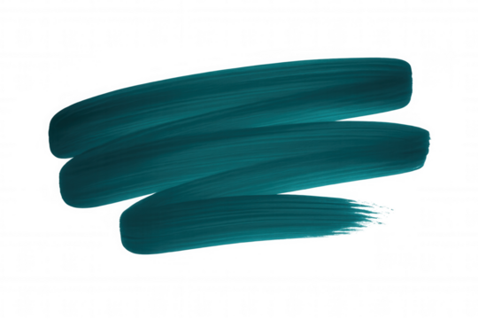 Teal brush strokes forming dynamic, textured graphic element against transparent backdrop, offering vibrant artistic accent for creative design compositions