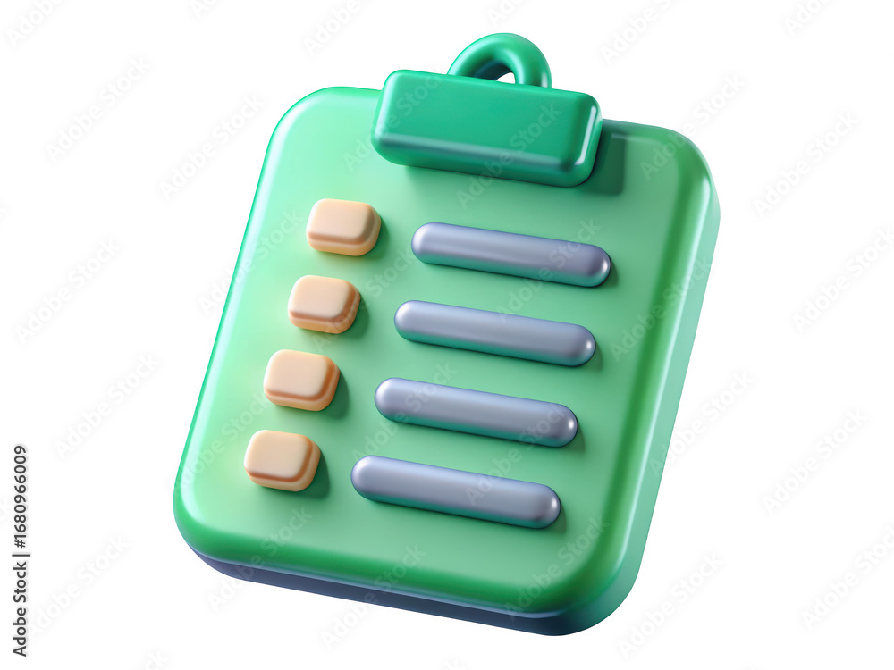 Poster glossy green clipboard with to do list items rendering task management and planning concepts 3d illu