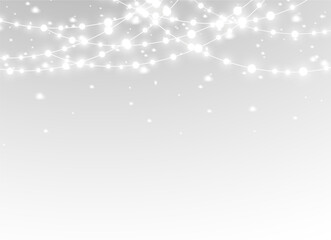 white illustration light garland christmas decoration festive glow abstract transparent gold isolated winter holiday party lamp bright string chain png
