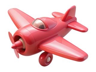 Glossy pink airplane toy propeller aircraft transportation kids concept travel flight aviation isolated creative cute object design studio shot 3d illustration isolated on transparent background