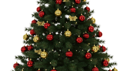 Decorated Christmas Tree with Red and Gold Ornaments 2.