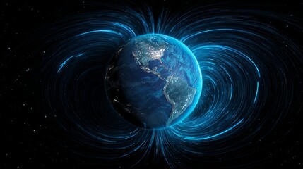 Visualization of Earth&rsquo;s Magnetic Field as Glowing Blue Lines