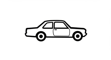 Fototapeta premium Minimalist black and white car silhouette vector ? classic vehicle icon with vintage charm