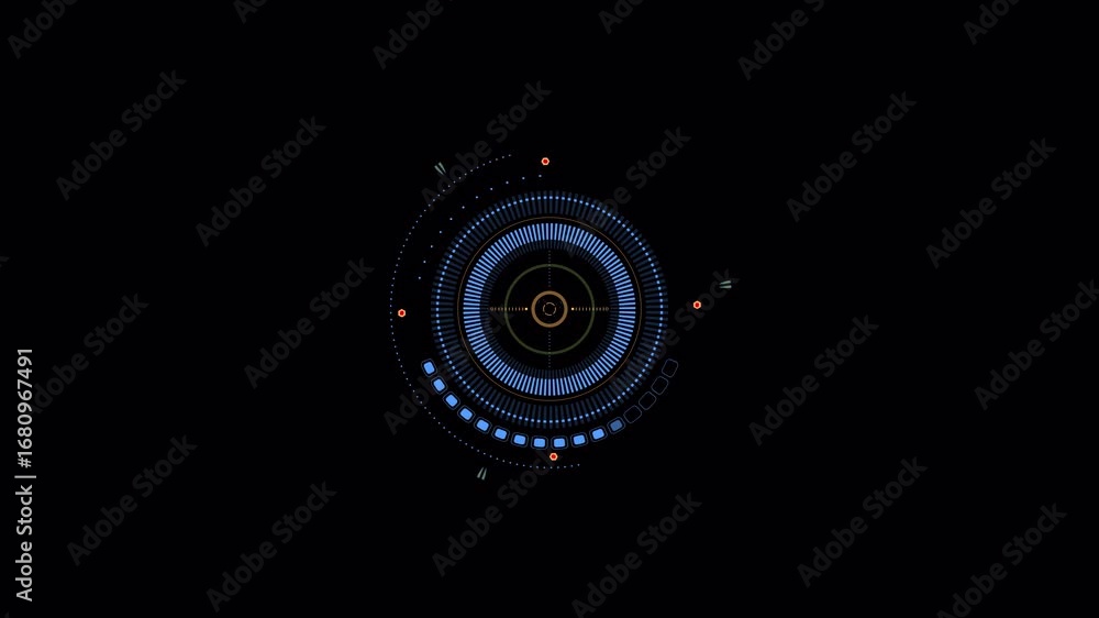 Aufkleber sci-fi hud target: dynamic digital interface animation with blue and green futuristic elements