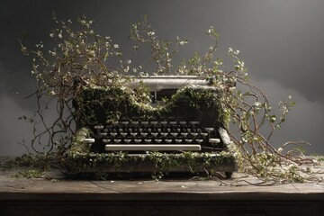 Writers Block Depicted with Tangled Typewriter Keys