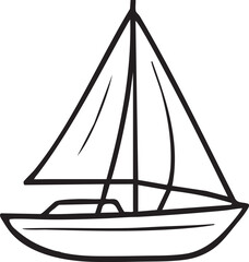 Sailboat side view with tall triangular mainsail clean outline