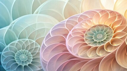  Pastel Abstract Fibonacci Spiral and Nautilus Shell Pattern
