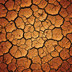 Realistic texture of dry, cracked desert ground in warm orange and brown tones for backgrounds about drought vector illustration