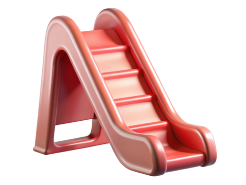 Pink plastic childrens slide small playground equipment for recreation playful fun 3d illustration isolated on transparent background