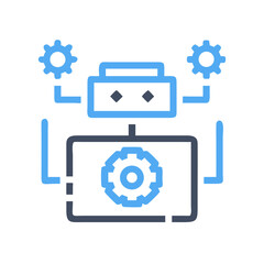 Obraz premium Vector art of automation process with machine learning and artificial intelligence, featuring data analysis and technological connections