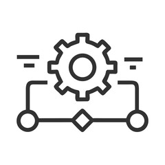 Obraz premium Vector art of workflow diagram with gear representing process automation, system engineering, and technological innovation for efficient solutions