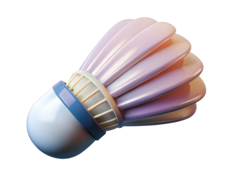 Pink toned shuttlecock closeup for badminton game on background 3d illustration isolated on transparent background